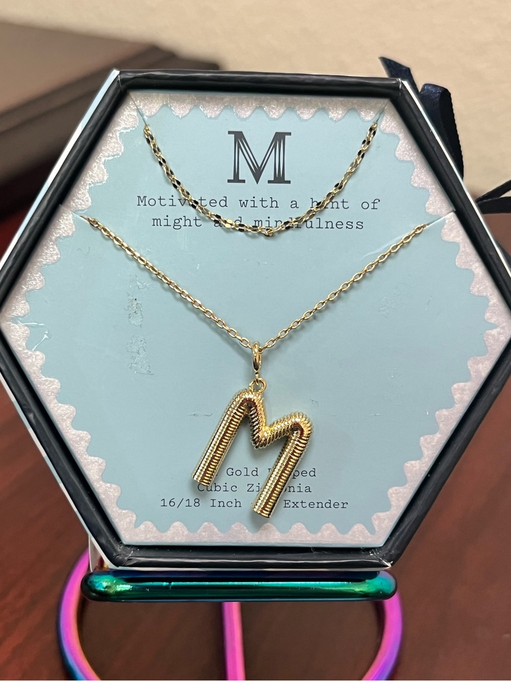 A New Day “M” Initial Necklace